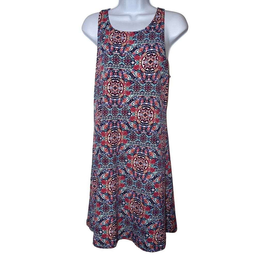 Cupio Womens Multi-Color Medallion‎ Print Racerback Keyhole Dress Size M